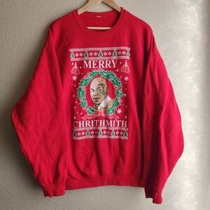 Mike Tyson Wild Bobby Red Ugly Christmas Sweatshirt Size XXL